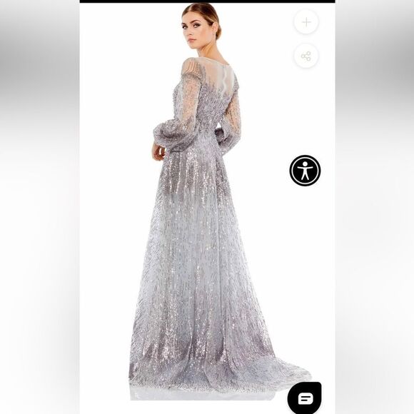 Mac Duggal 20307 Bishop Sleeve Sequin Dress Size 22 - Picture 2 of 13